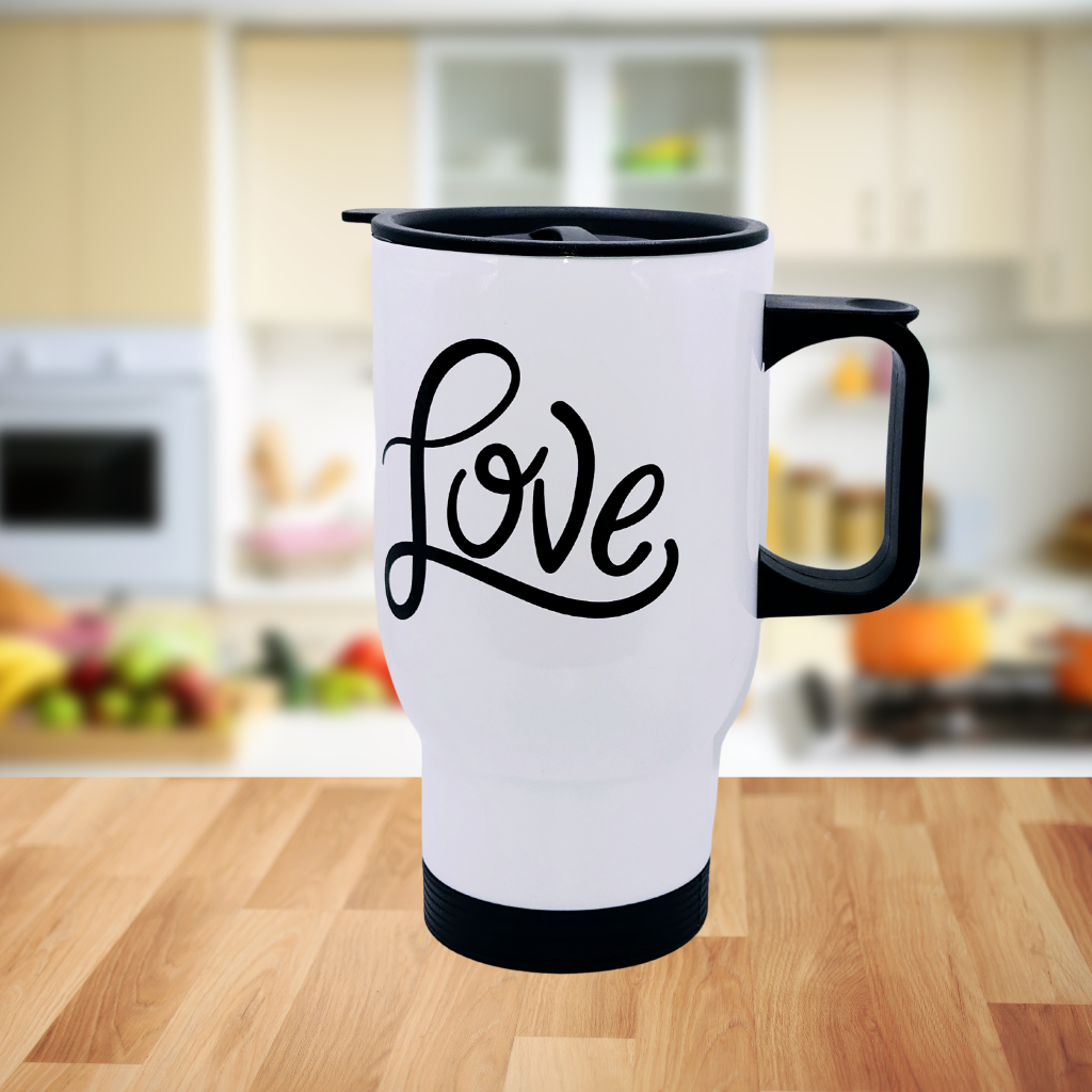 "Love" 17 oz coffee travel mug tumbler