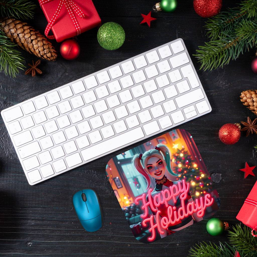 "Harley Quinn Happy Holidays" Mousepad (8.5 x 7.1 x 0.12)