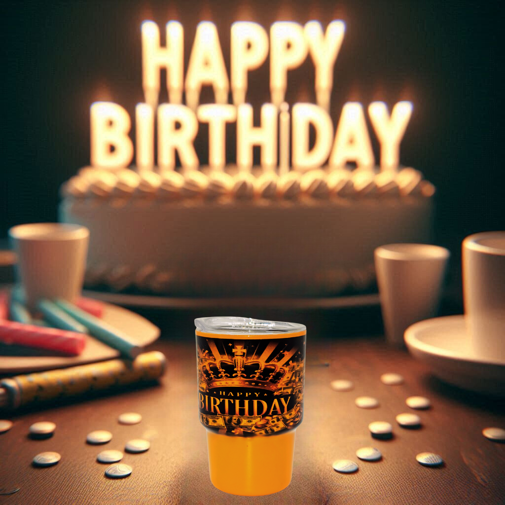 Happy Birthday 3 oz mini tumbler shot glass with straw and lid, cute shot glass for wedding, party whiskey cocktail bar