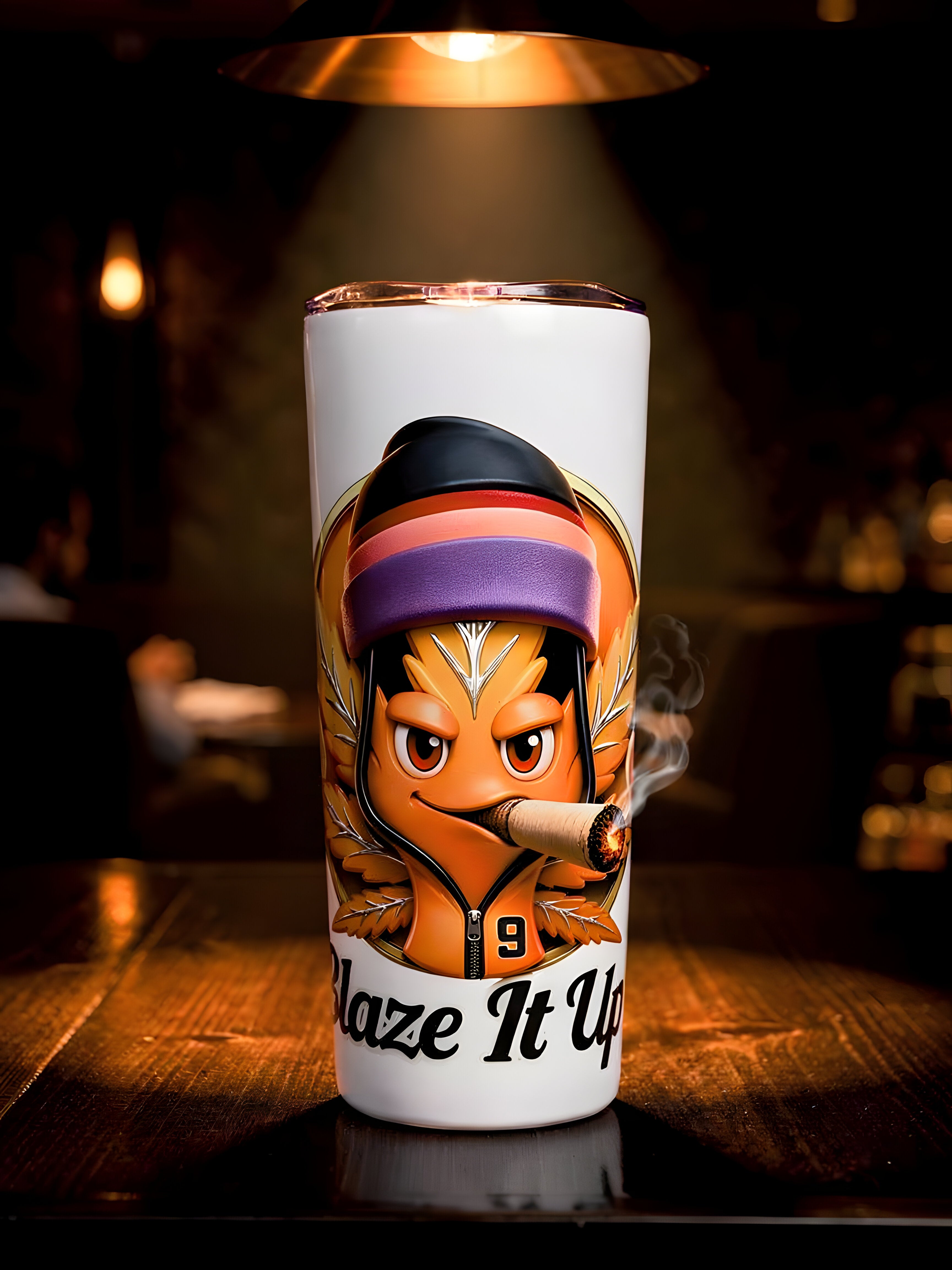 Blaze It Up “9” Street King 20oz Straight Skinny Tumbler – Metal Straw Included