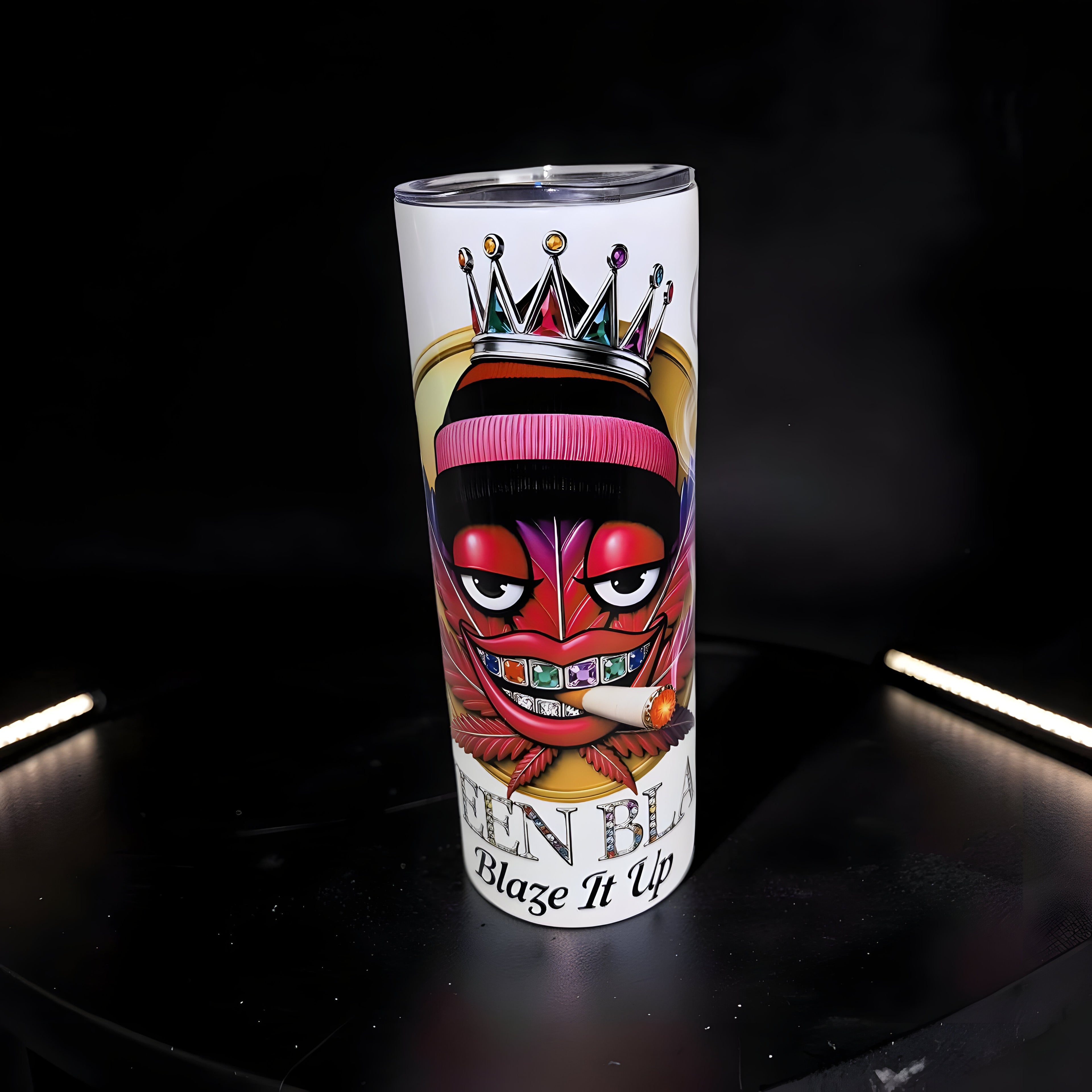 Blaze It Up “Ruby Queen” Crown Edition – 20oz Straight Skinny Stainless Steel Tumbler + Metal Straw