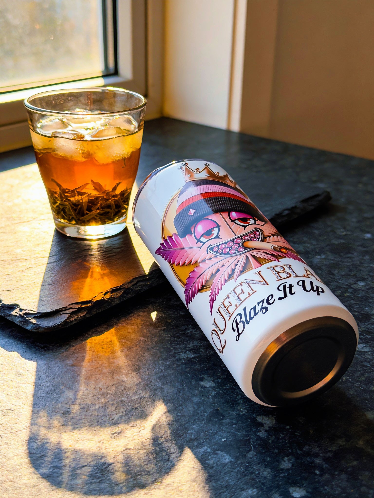 Blaze It Up “Rose Queen” Crown Edition – 20oz Straight Skinny Tumbler with Metal Straw