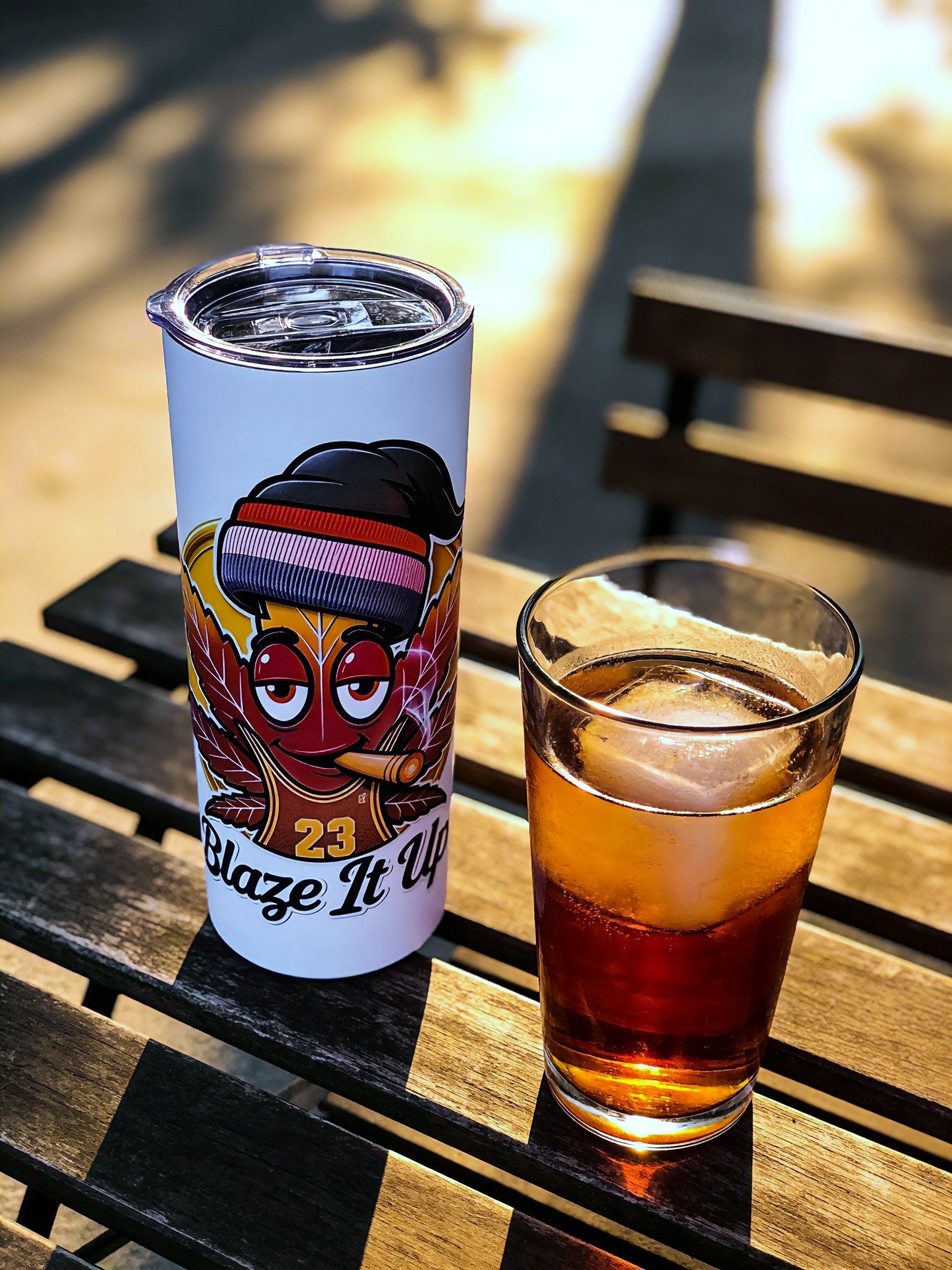Blaze It Up “23” Hoops Edition 20oz Straight Skinny Tumbler – Stainless Steel + Metal Straw