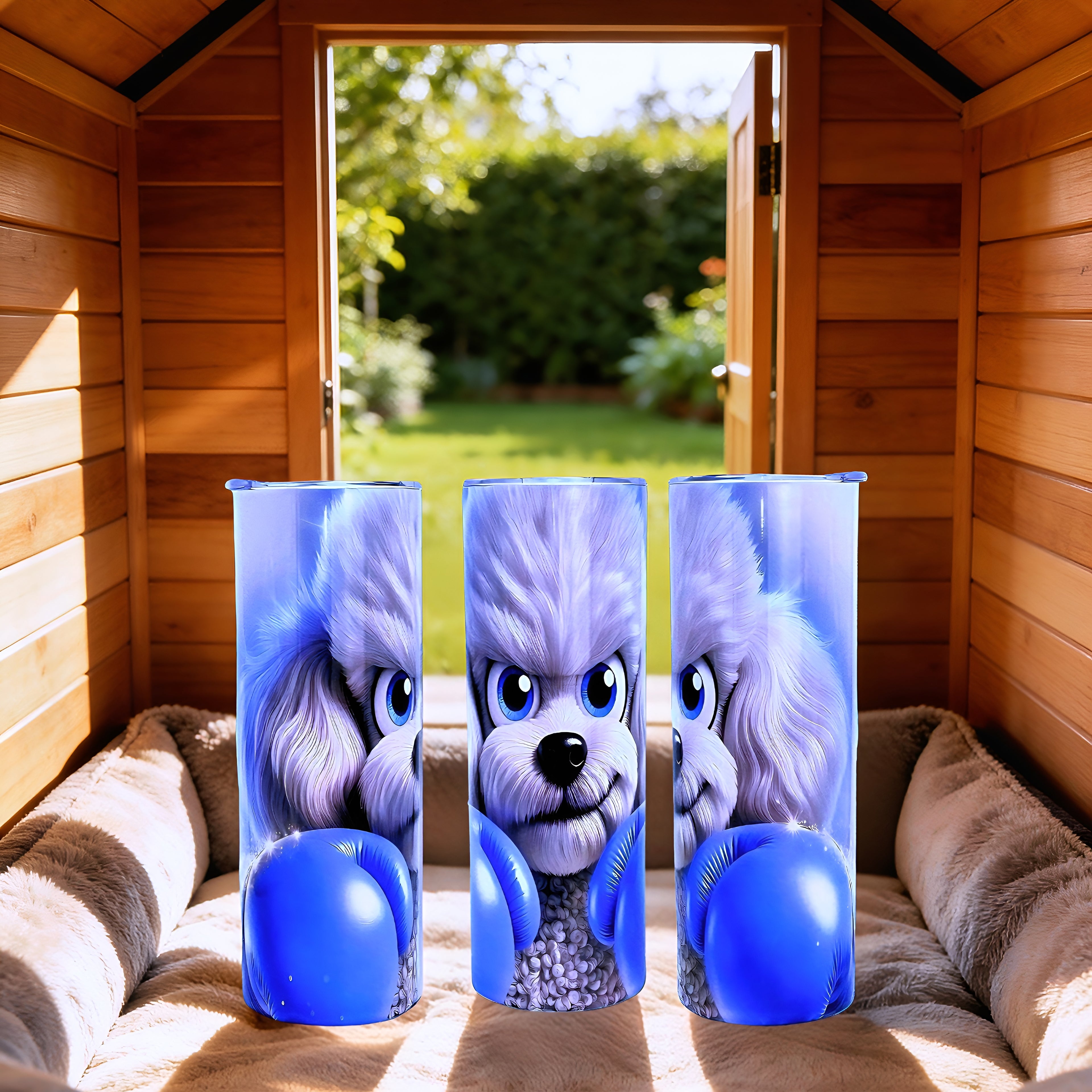 20oz Blue boxer poodle tumbler