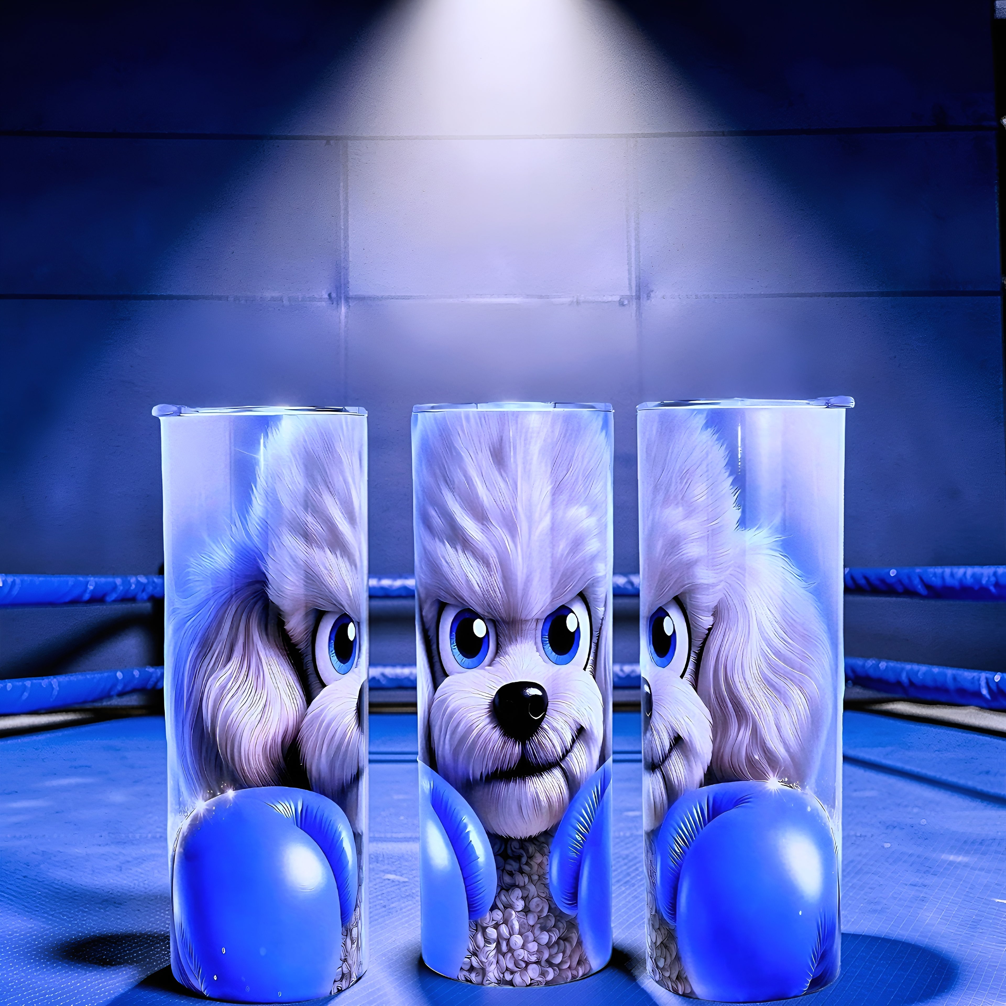20oz Blue boxer poodle tumbler