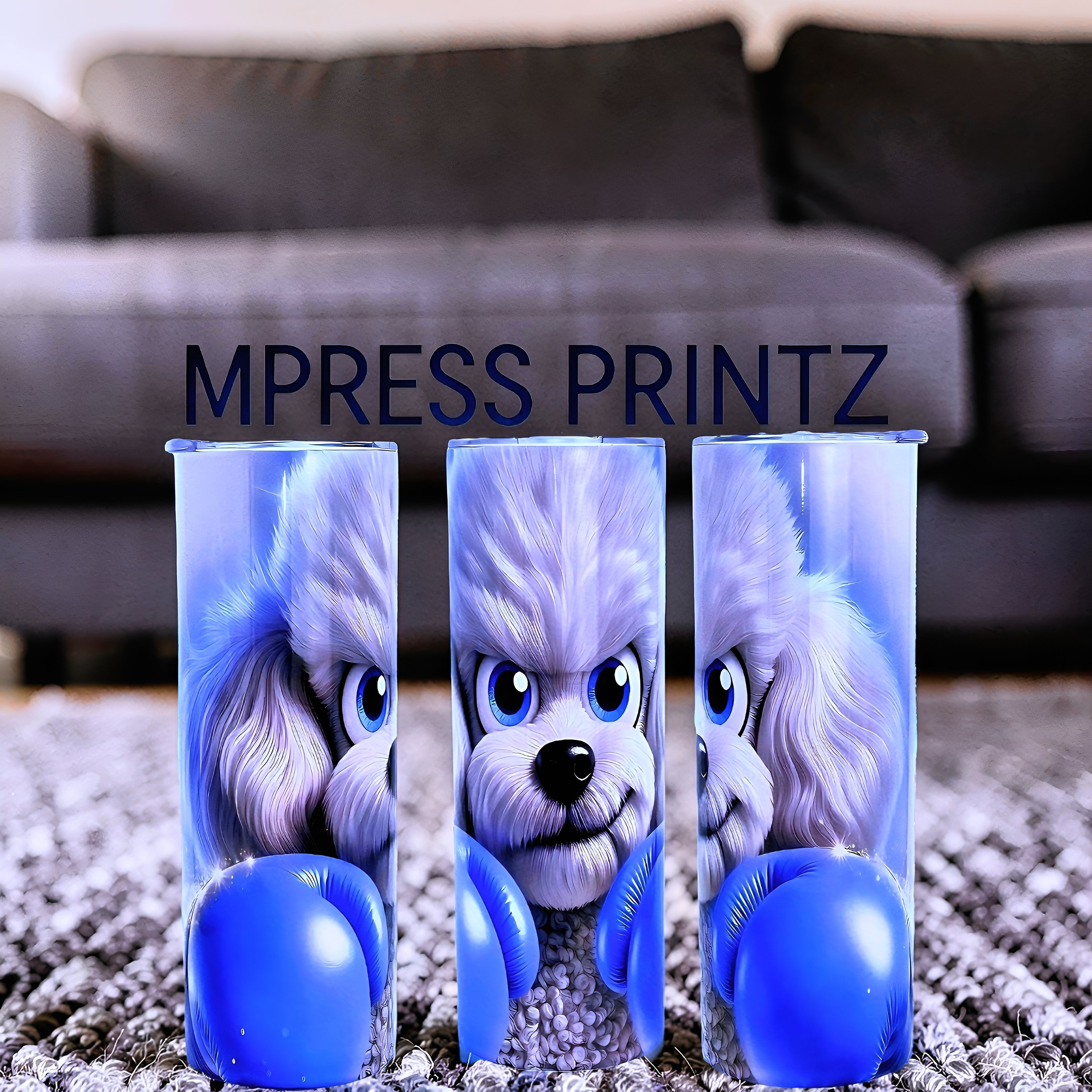 20oz Blue boxer poodle tumbler