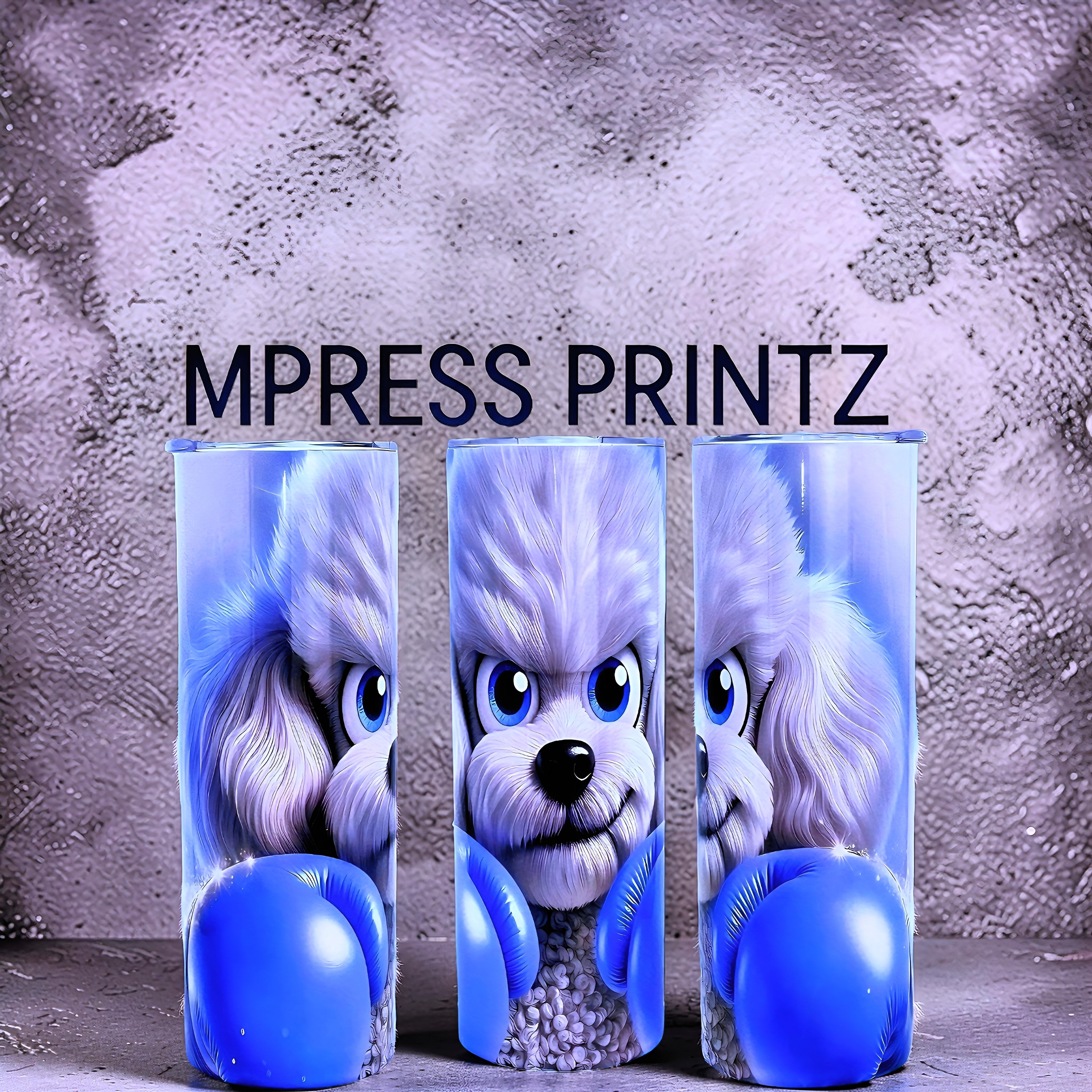 20oz Blue boxer poodle tumbler