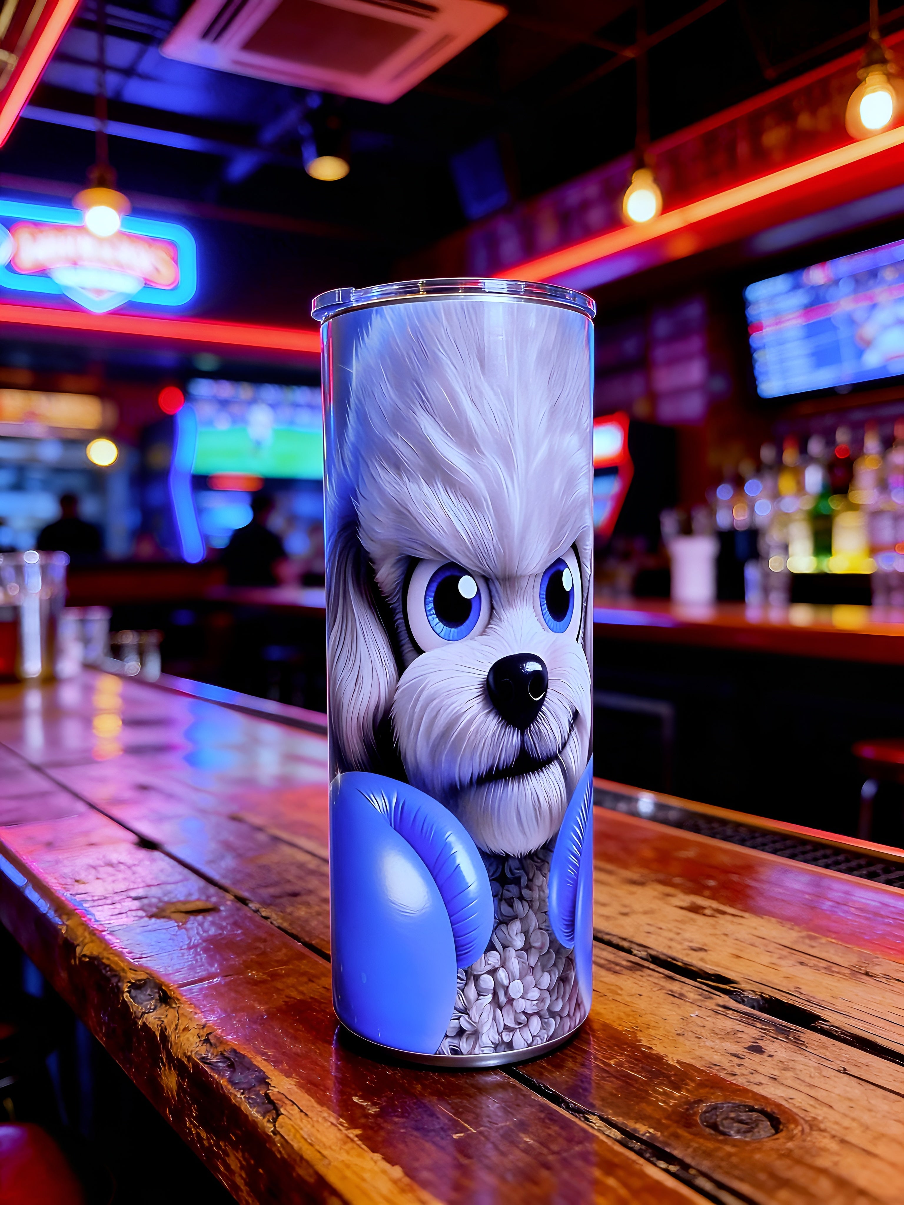 20oz Blue boxer poodle tumbler