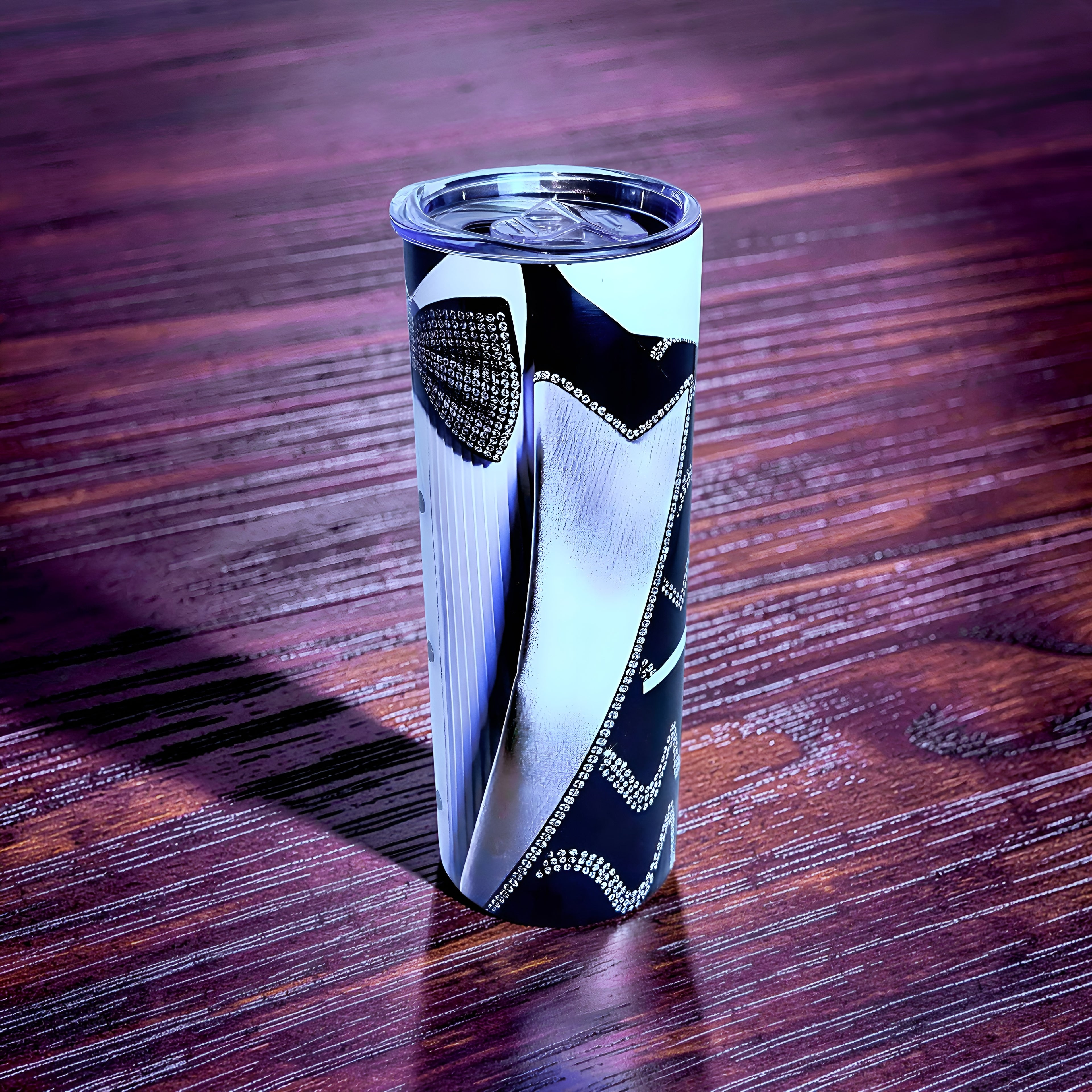 Black Diamond Tuxedo 20oz Skinny Tumbler – Elegant Rhinestone Bow Tie Design | MpressPrintz