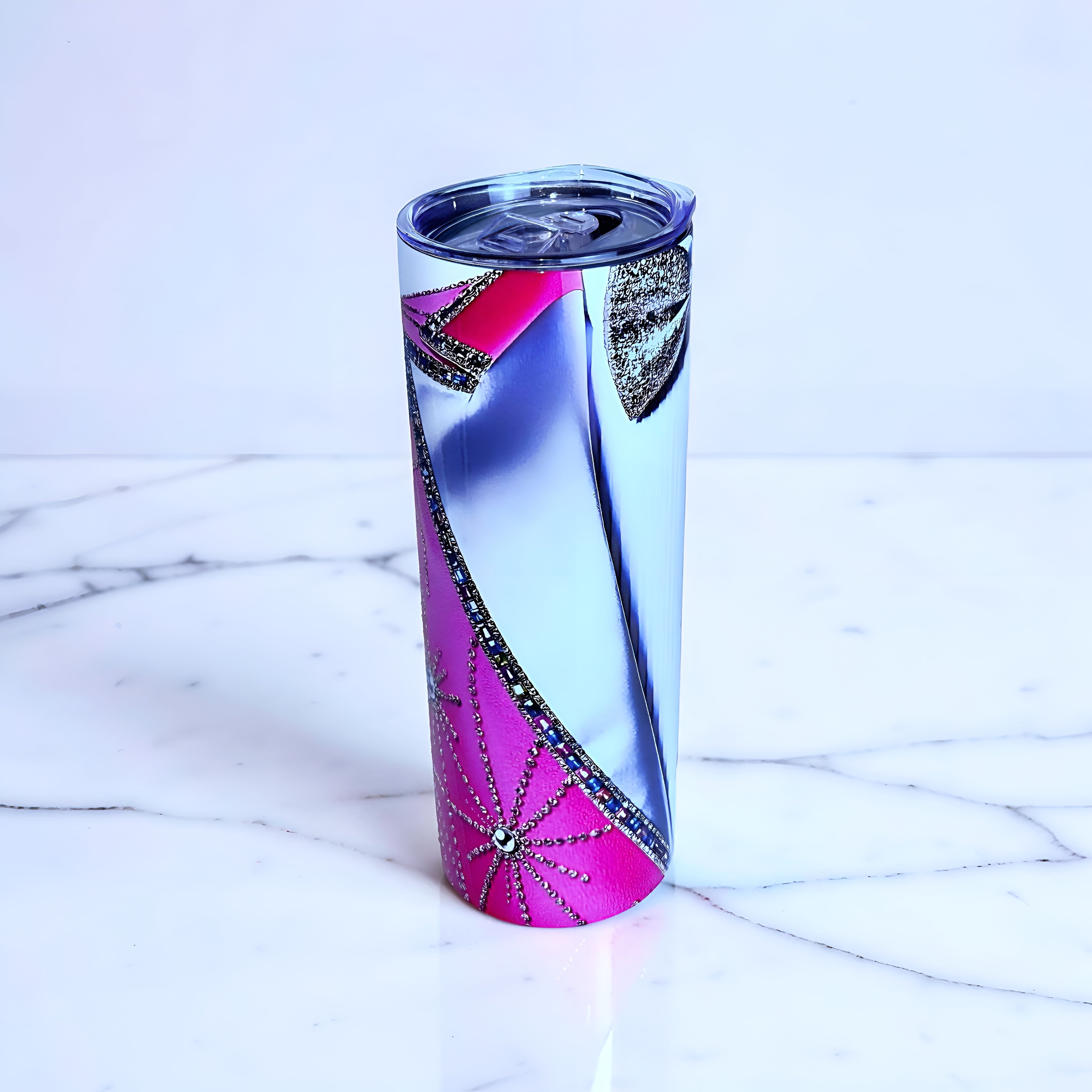 Pink Diamond Tuxedo 20oz Skinny Tumbler – Glam Rhinestone Bow Tie Design | MpressPrintz