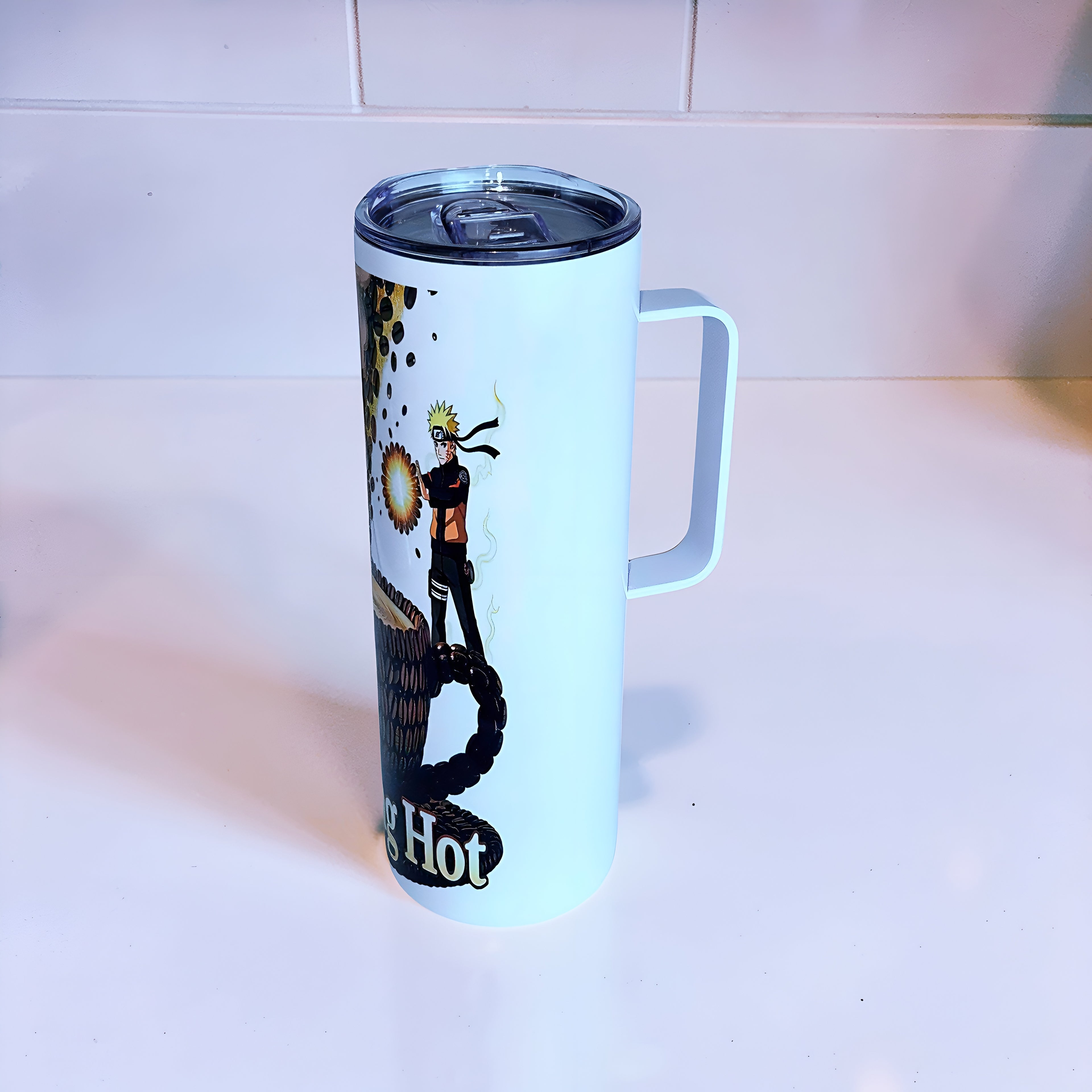 Blazing Hot Coffee 20oz Handled Skinny Tumbler – Ninja Energy Anime Design | MpressPrintz