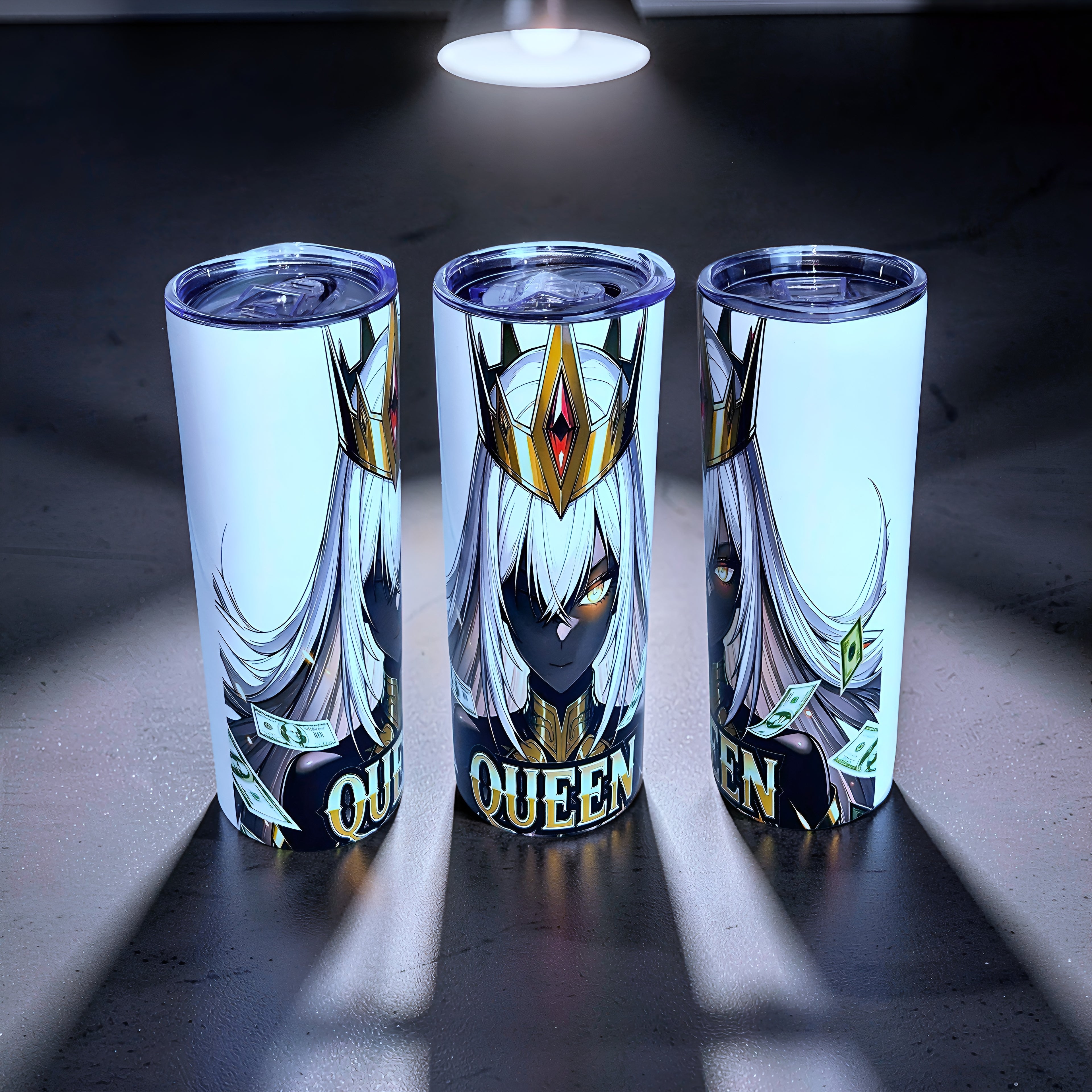 Queen Royal Crown 20oz Skinny Tumbler – Luxury Anime Goddess Design | MpressPrintz