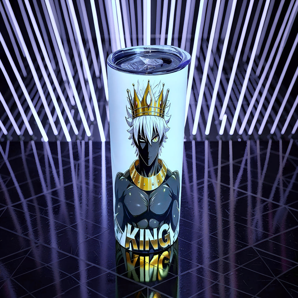 King Royal Crown 20oz Skinny Tumbler – Luxury Anime Warrior Design | MpressPrintz