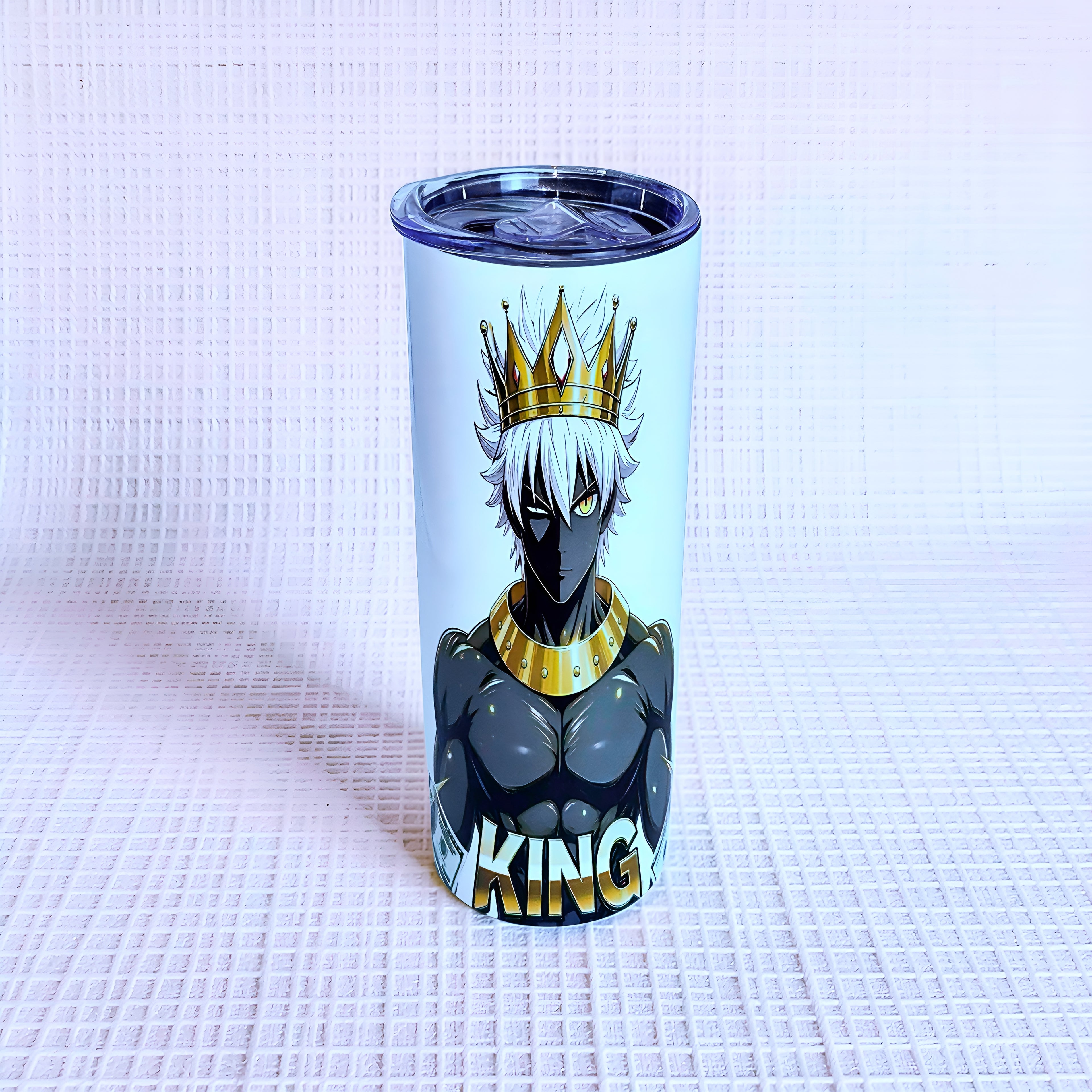 King Royal Crown 20oz Skinny Tumbler – Luxury Anime Warrior Design | MpressPrintz