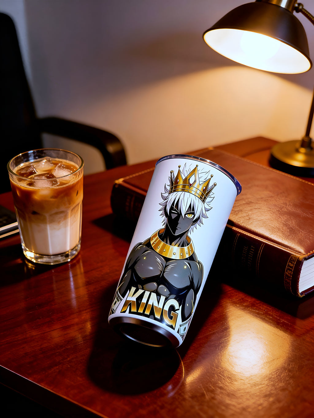 King Royal Crown 20oz Skinny Tumbler – Luxury Anime Warrior Design | MpressPrintz