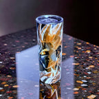 Golden Power Warrior 20oz Skinny Tumbler – Anime Energy Aura Design + Metal Straw | MpressPrintz