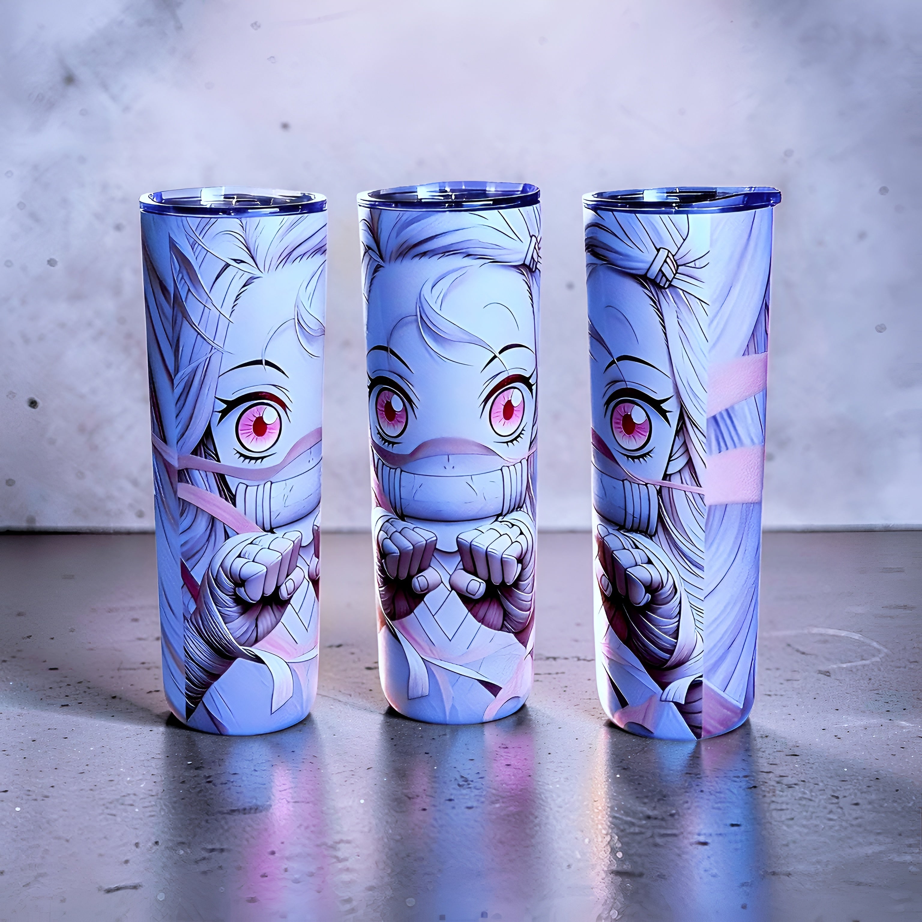 Pink Blossom Warrior – Anime Inspired 20oz Skinny Tumbler | Soft Hero Aesthetic |
