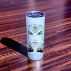 Divine Warrior Goddess 20oz Skinny Tumbler – Minimal Luxury Hero Design + Metal Straw | MpressPrintz
