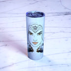 Divine Warrior Goddess 20oz Skinny Tumbler – Minimal Luxury Hero Design + Metal Straw | MpressPrintz