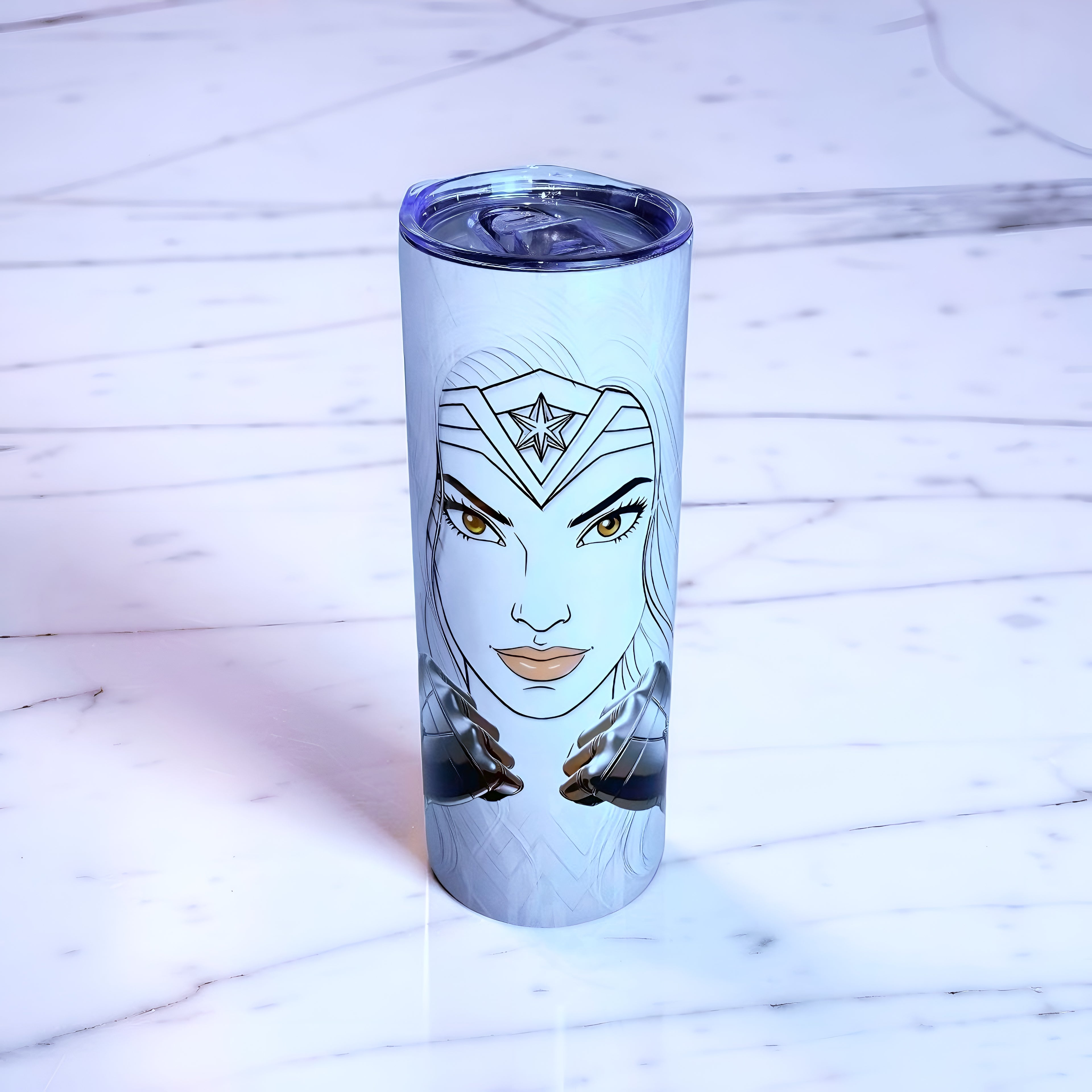 Divine Warrior Goddess 20oz Skinny Tumbler – Minimal Luxury Hero Design + Metal Straw | MpressPrintz