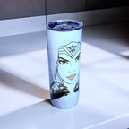 Divine Warrior Goddess 20oz Skinny Tumbler – Minimal Luxury Hero Design + Metal Straw | MpressPrintz