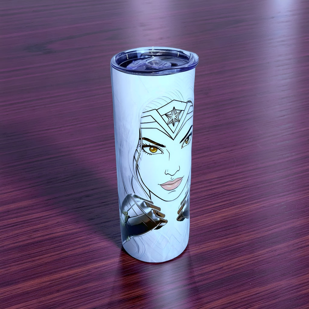 Divine Warrior Goddess 20oz Skinny Tumbler – Minimal Luxury Hero Design + Metal Straw | MpressPrintz