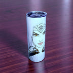 Divine Warrior Goddess 20oz Skinny Tumbler – Minimal Luxury Hero Design + Metal Straw | MpressPrintz