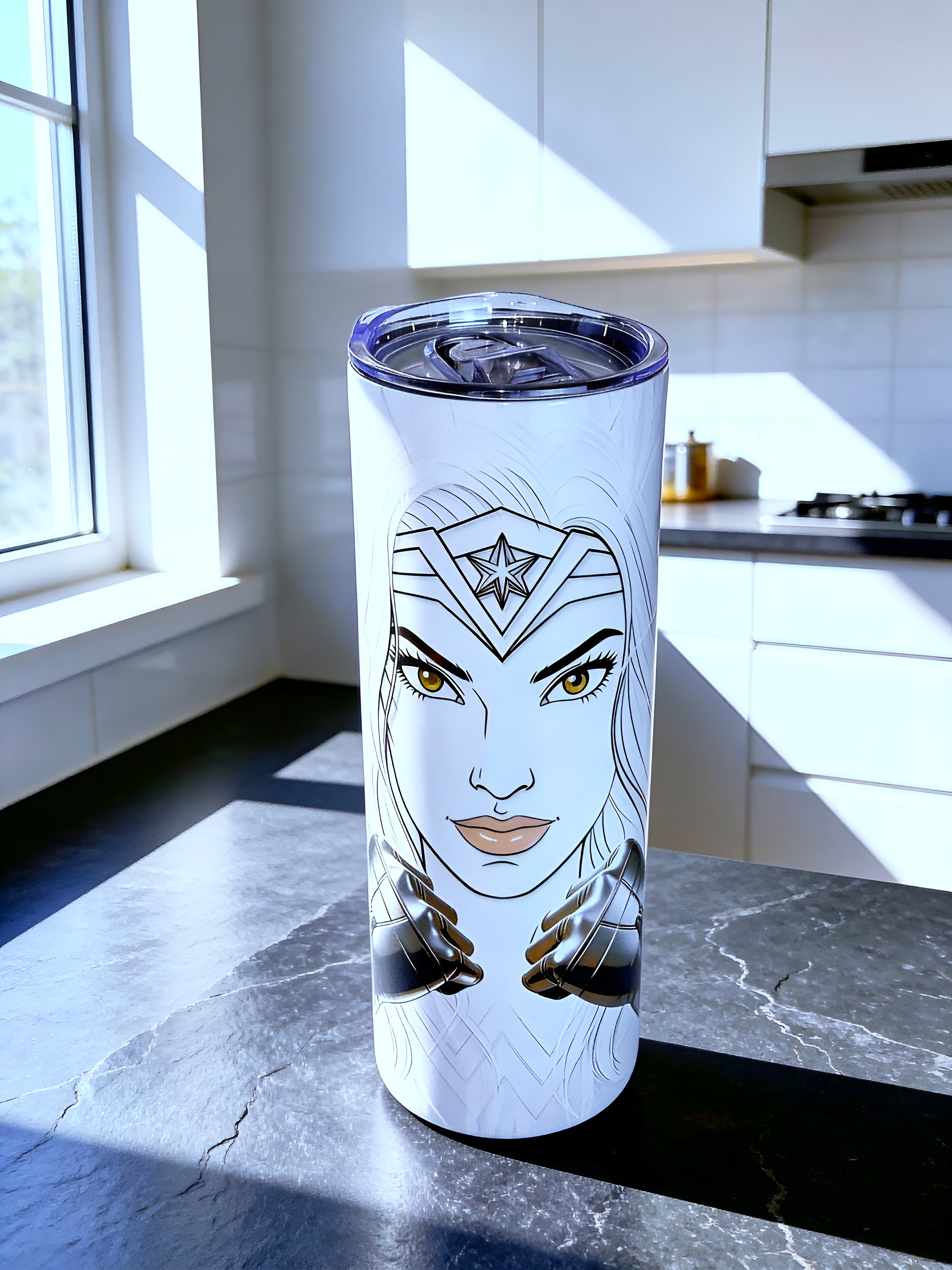 Divine Warrior Goddess 20oz Skinny Tumbler – Minimal Luxury Hero Design + Metal Straw | MpressPrintz