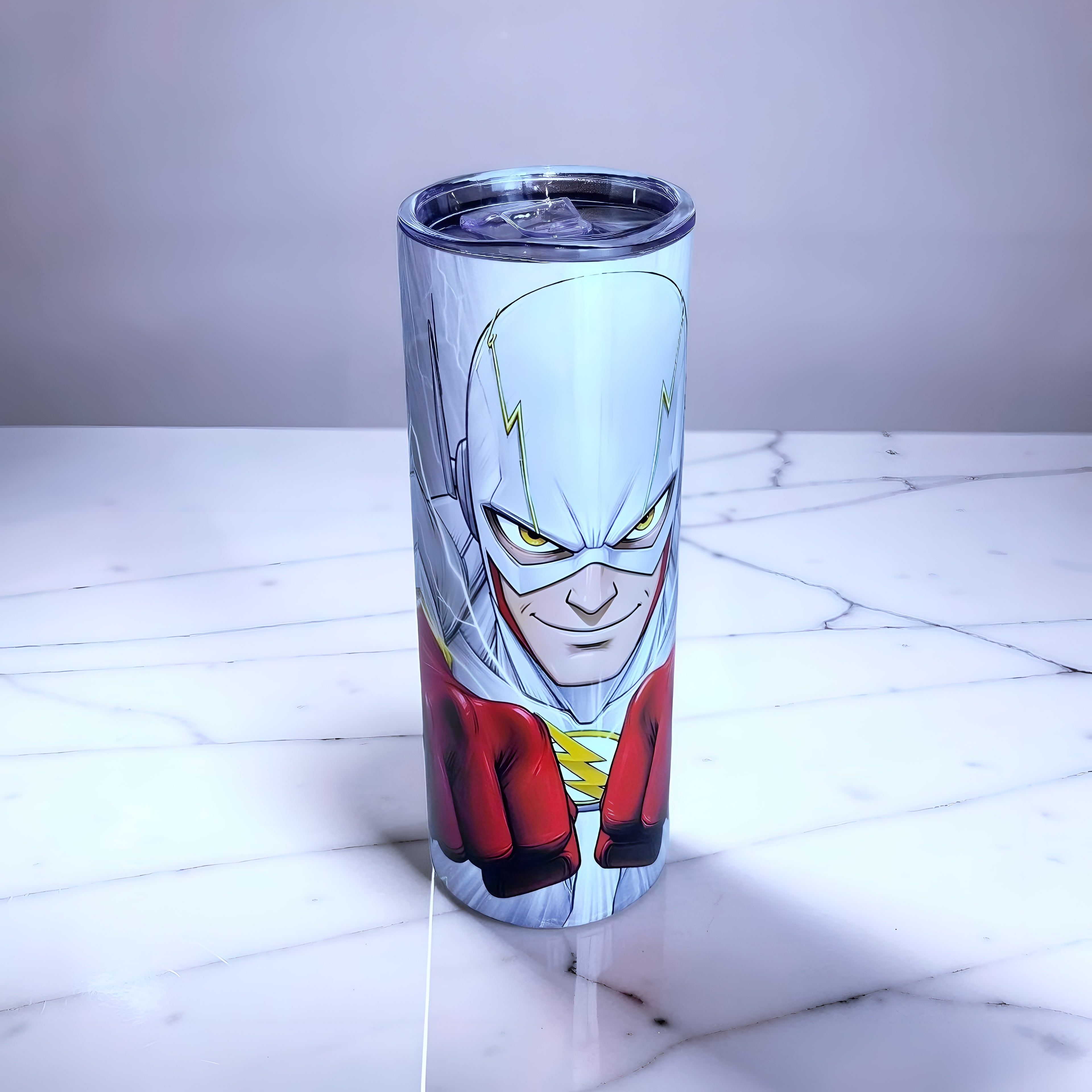 Speed Force Hero 20oz Skinny Tumbler – Lightning Energy Design + Metal Straw | MpressPrintz