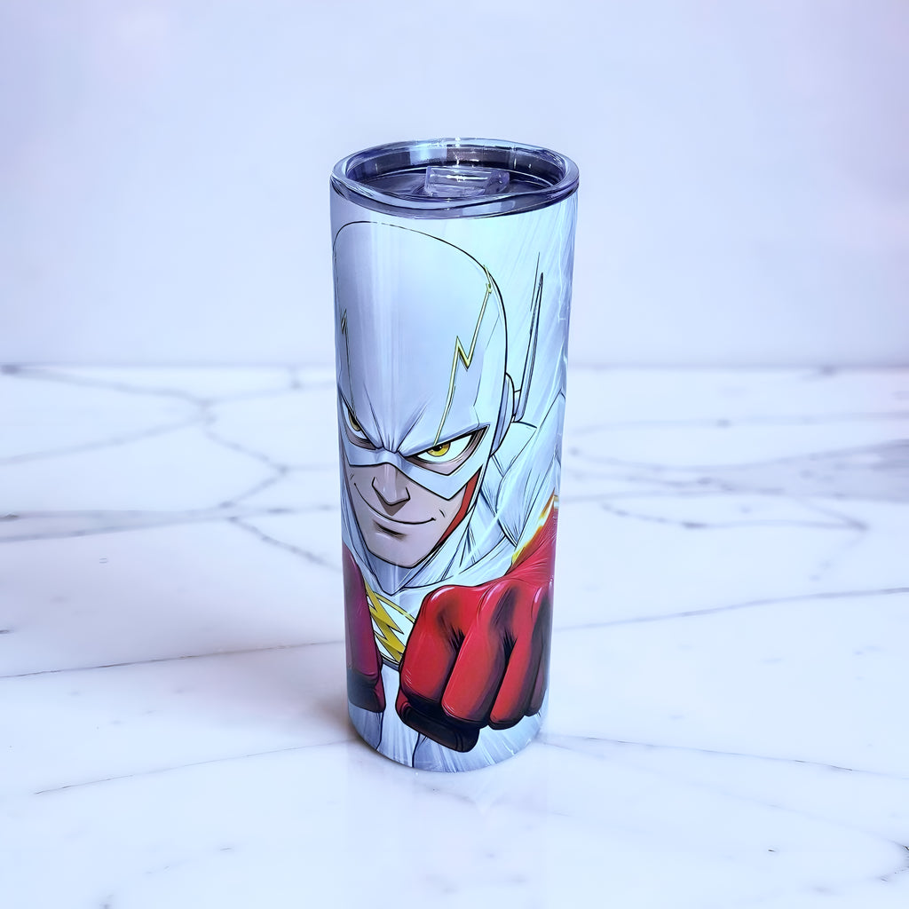 Speed Force Hero 20oz Skinny Tumbler – Lightning Energy Design + Metal Straw | MpressPrintz