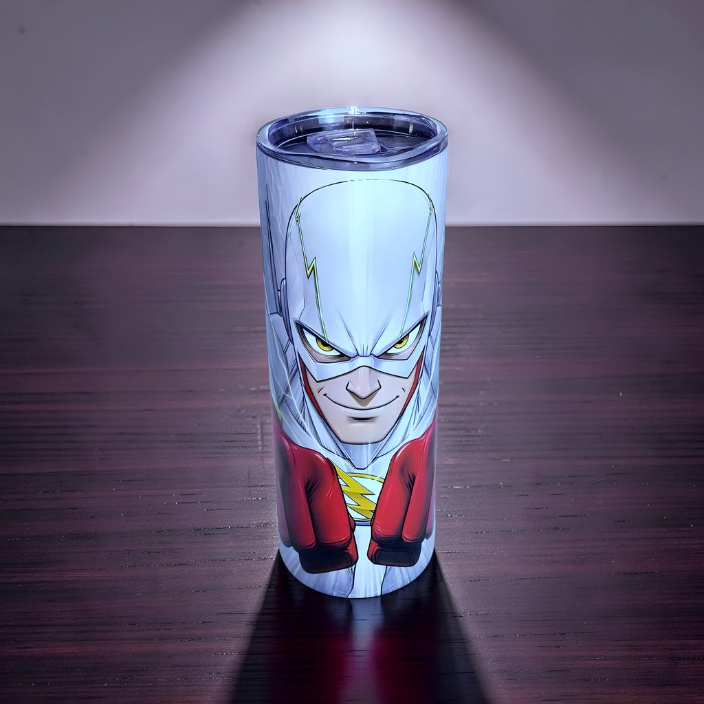 Speed Force Hero 20oz Skinny Tumbler – Lightning Energy Design + Metal Straw | MpressPrintz