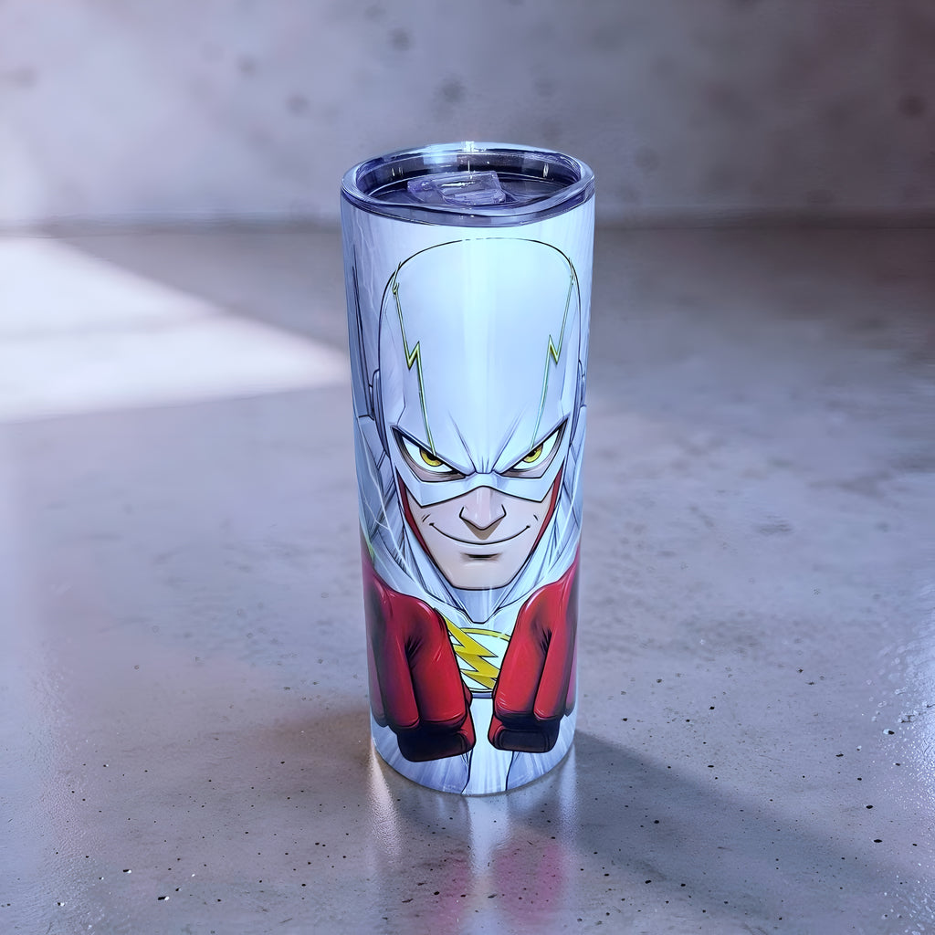 Speed Force Hero 20oz Skinny Tumbler – Lightning Energy Design + Metal Straw | MpressPrintz
