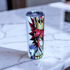 Chaos King 20oz Skinny Tumbler – Dark Anime Crown Design + Metal Straw | MpressPrintz