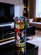 Chaos King 20oz Skinny Tumbler – Dark Anime Crown Design + Metal Straw | MpressPrintz