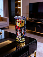 Chaos King 20oz Skinny Tumbler – Dark Anime Crown Design + Metal Straw | MpressPrintz