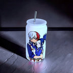 Anime Inspired 16oz Tumbler – Todoroki & Momo Inspired “Calm in Your Arms” Design + Stainless Steel Metal Straw | MpressPrintz