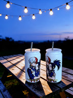 Anime Inspired 16oz Tumbler – Todoroki & Momo Inspired “Calm in Your Arms” Design + Stainless Steel Metal Straw | MpressPrintz