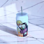 Anime Inspired 16oz Tumbler – Zenitsu & Nezuko Inspired “Your Peace, My Heart” Design + Stainless Steel Metal Straw | MpressPrintz