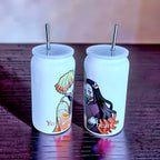 Anime Inspired 16oz Tumbler – Zenitsu & Nezuko Inspired “Your Peace, My Heart” Design + Stainless Steel Metal Straw | MpressPrintz