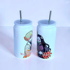 Anime Inspired 16oz Tumbler – Zenitsu & Nezuko Inspired “Your Peace, My Heart” Design + Stainless Steel Metal Straw | MpressPrintz