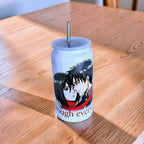 Anime Inspired 16oz Tumbler – Eren & Mikasa Inspired “Through Everything” Design + Stainless Steel Metal Straw | MpressPrintz