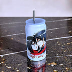 Anime Inspired 16oz Tumbler – Eren & Mikasa Inspired “Through Everything” Design + Stainless Steel Metal Straw | MpressPrintz