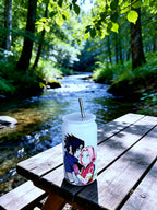 Anime Inspired 16oz Tumbler – Sasuke & Sakura Inspired “Even in Silence, I’m Yours” Design + Stainless Steel Metal Straw | MpressPrintz