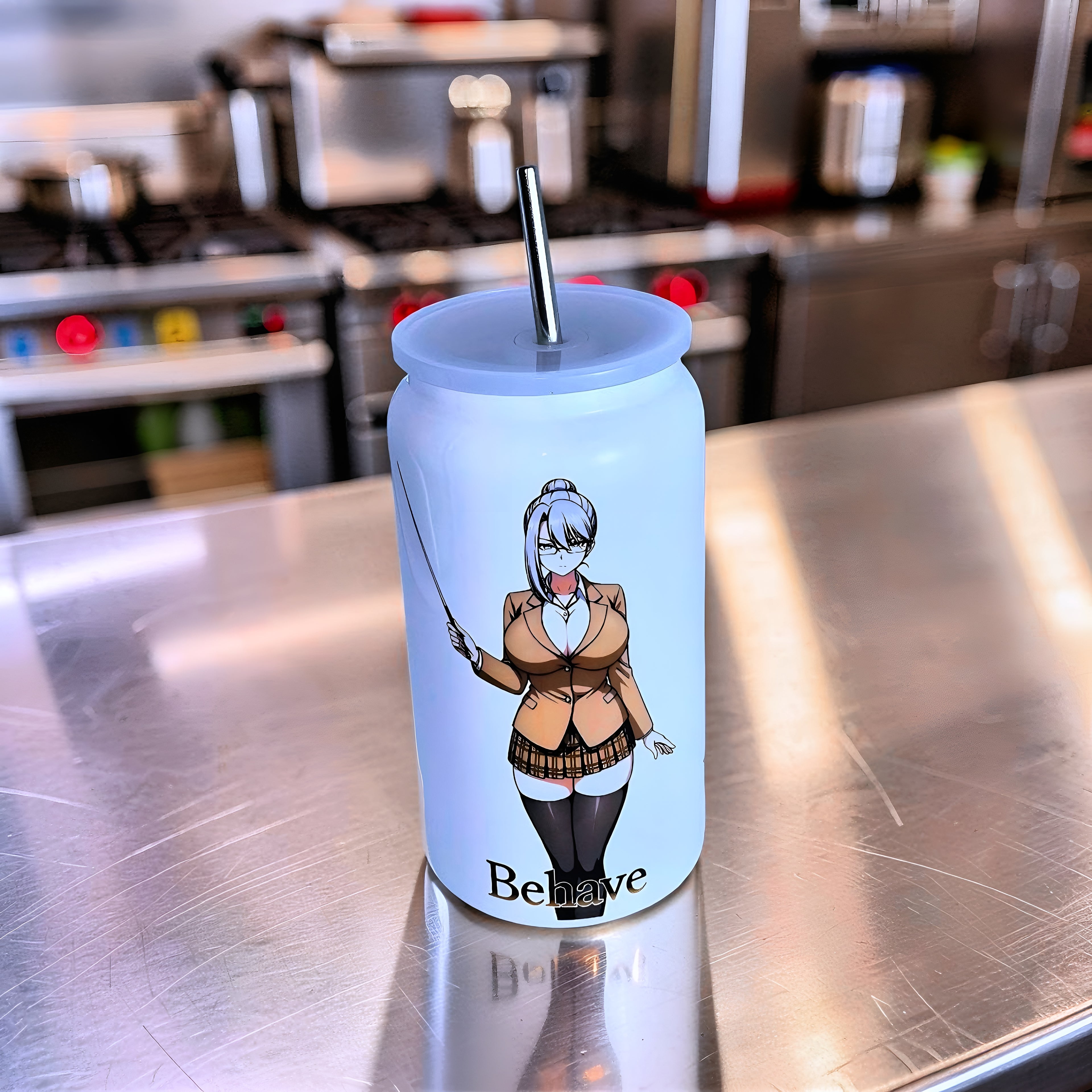 Anime Inspired 16oz Tumbler – Meiko & Kiyoshi Inspired “You’re Mine Now” Design + Stainless Steel Metal Straw | MpressPrintz