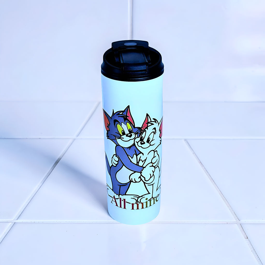 Cartoon Inspired Couple 20oz Skinny Tumbler – Tom & Jerry Inspired “All Mine” Design | MpressPrintz
