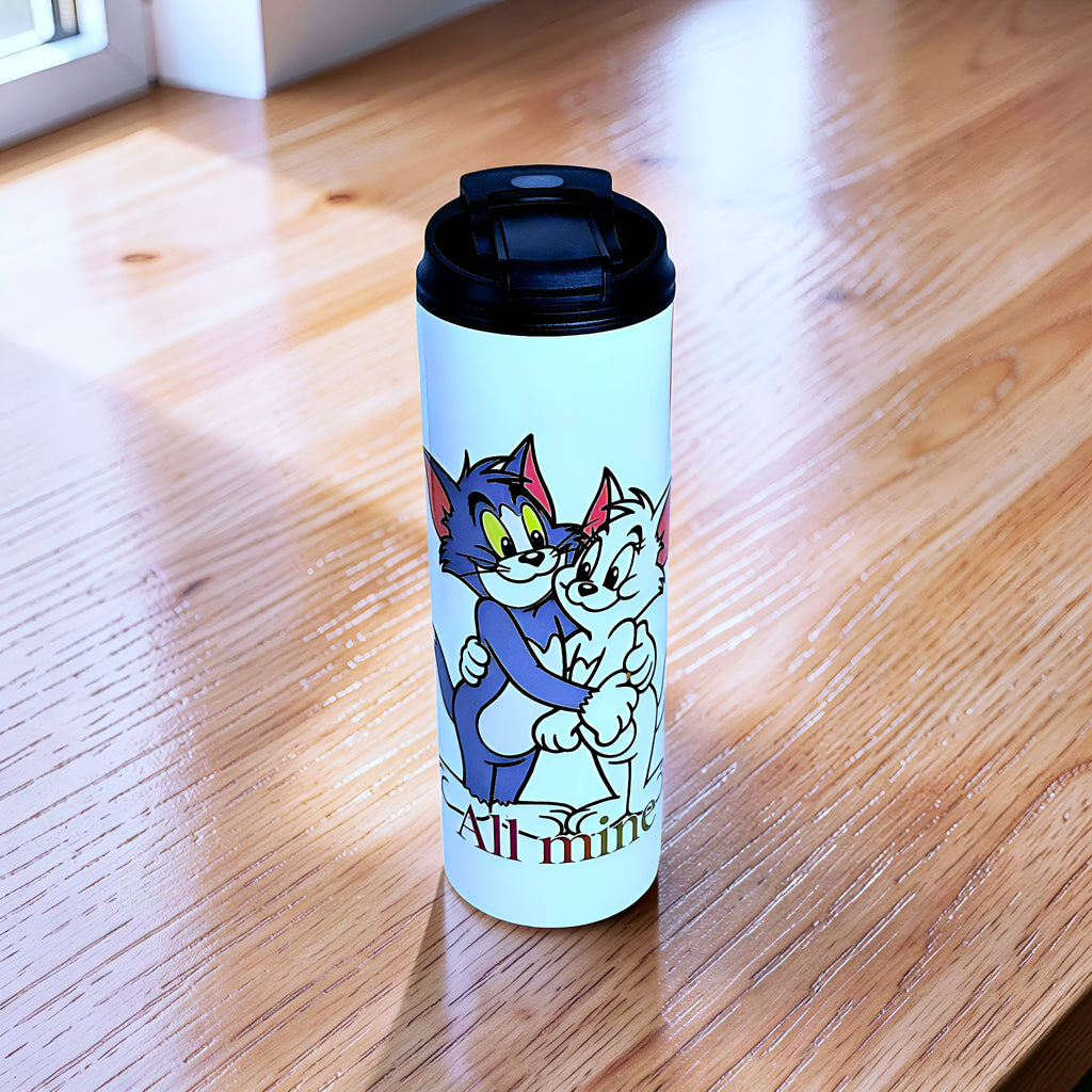 Cartoon Inspired Couple 20oz Skinny Tumbler – Tom & Jerry Inspired “All Mine” Design | MpressPrintz