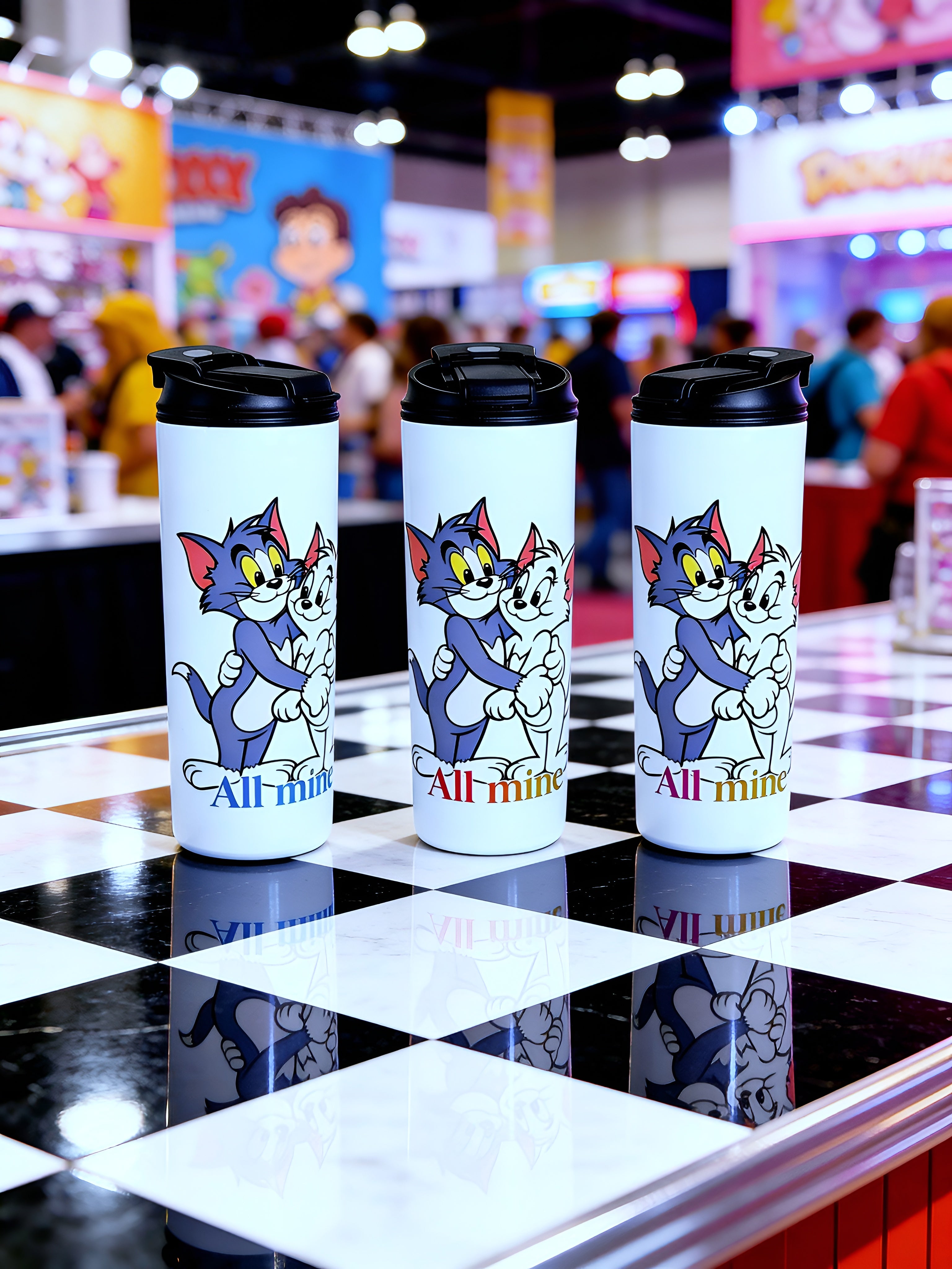 Cartoon Inspired Couple 20oz Skinny Tumbler – Tom & Jerry Inspired “All Mine” Design | MpressPrintz