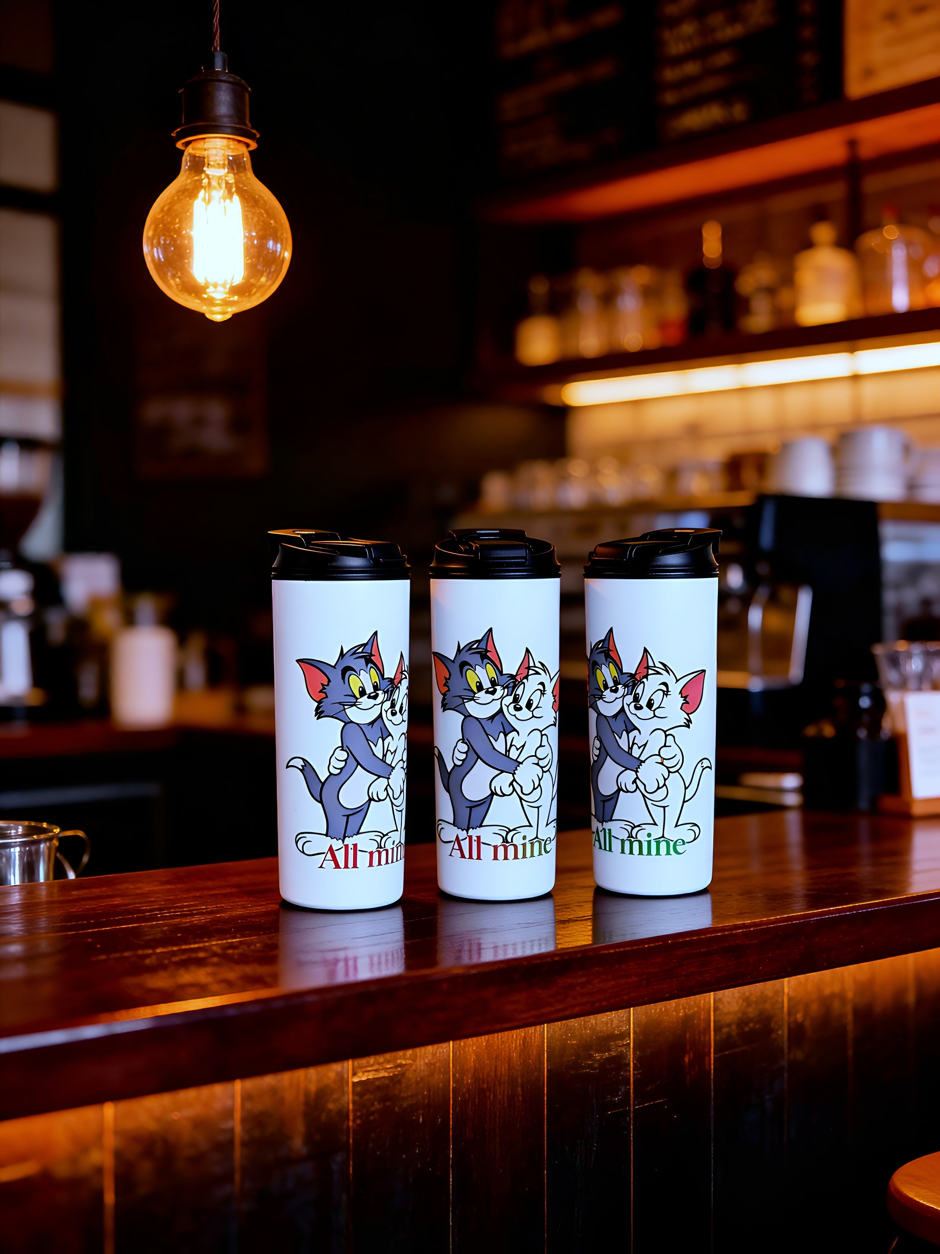 Cartoon Inspired Couple 20oz Skinny Tumbler – Tom & Jerry Inspired “All Mine” Design | MpressPrintz