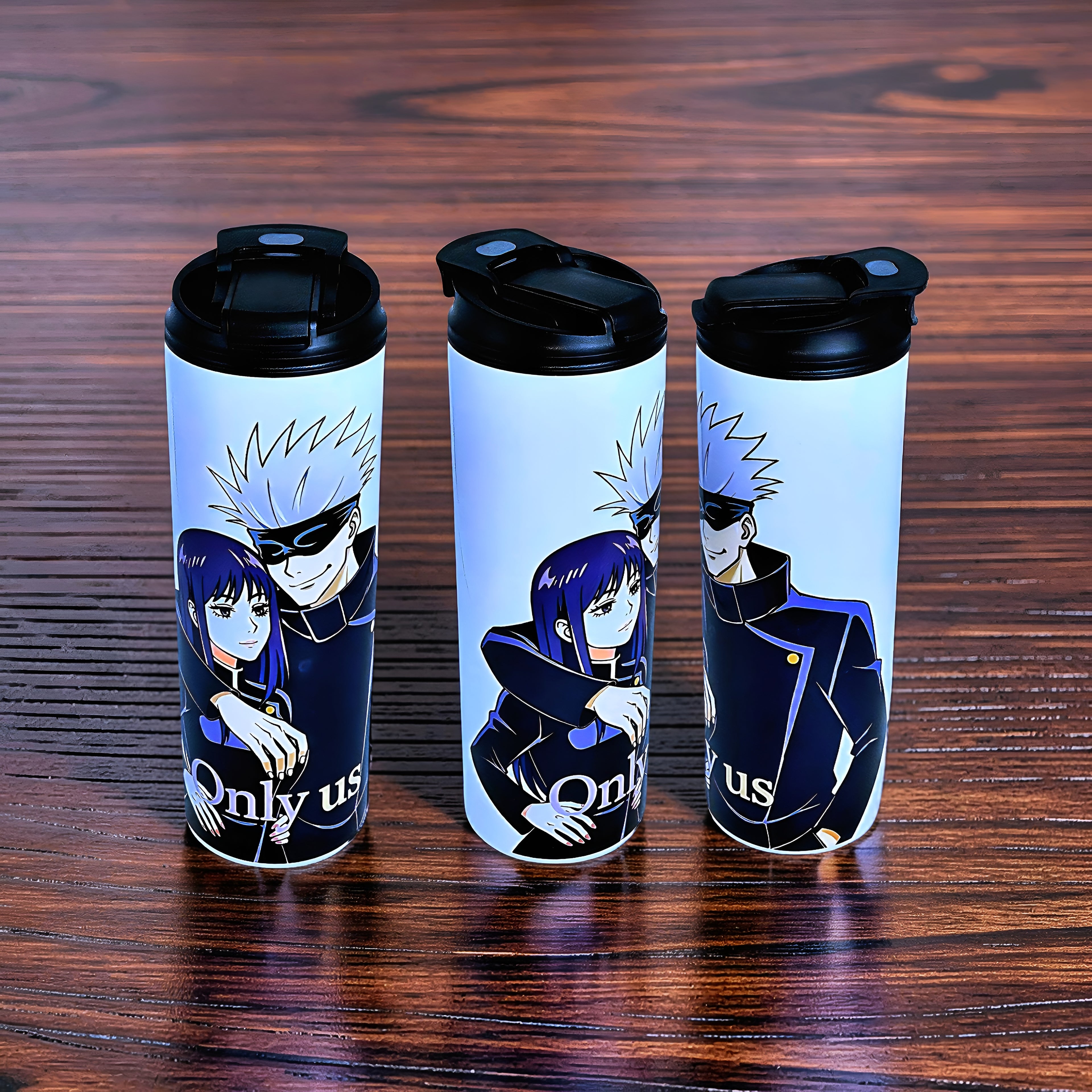 Anime Inspired Couple 20oz Skinny Tumbler – Gojo & Utahime Inspired “Only Us” Design | MpressPrintz