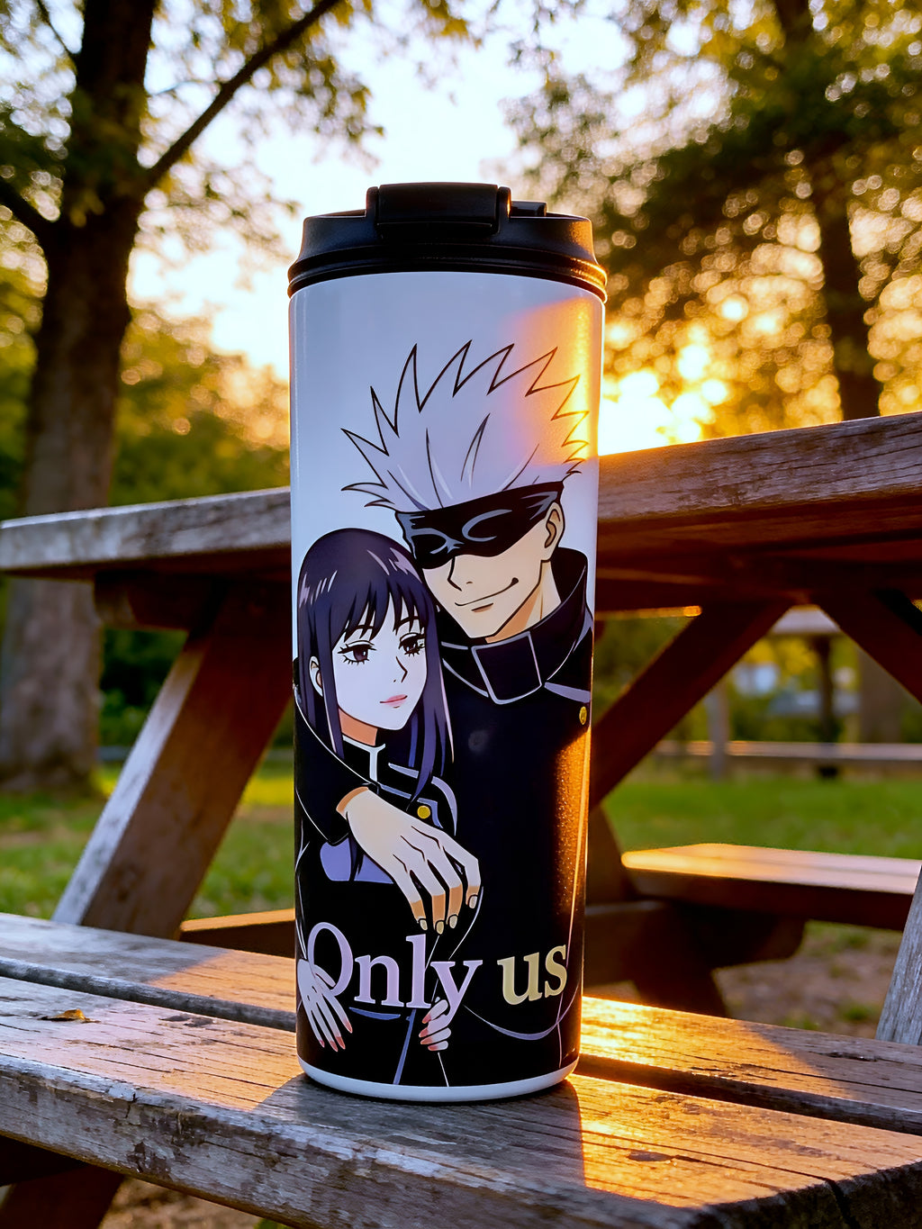 Anime Inspired Couple 20oz Skinny Tumbler – Gojo & Utahime Inspired “Only Us” Design | MpressPrintz